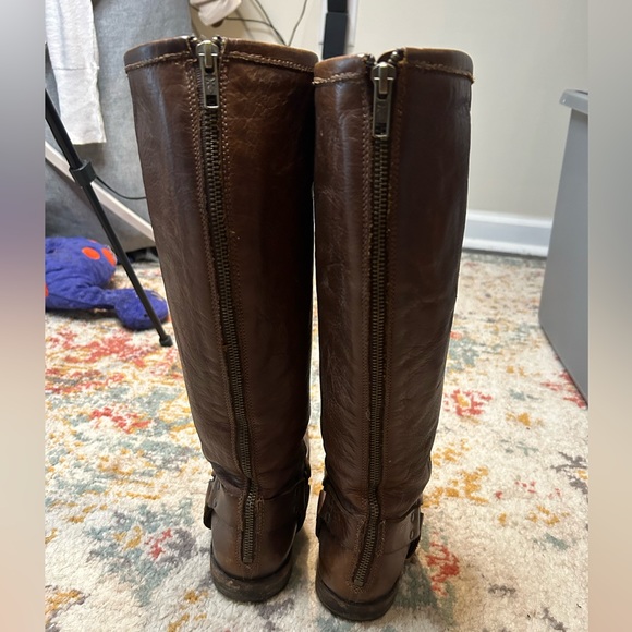 Frye Back Zip Leather Harness Boot - Picture 4 of 10
